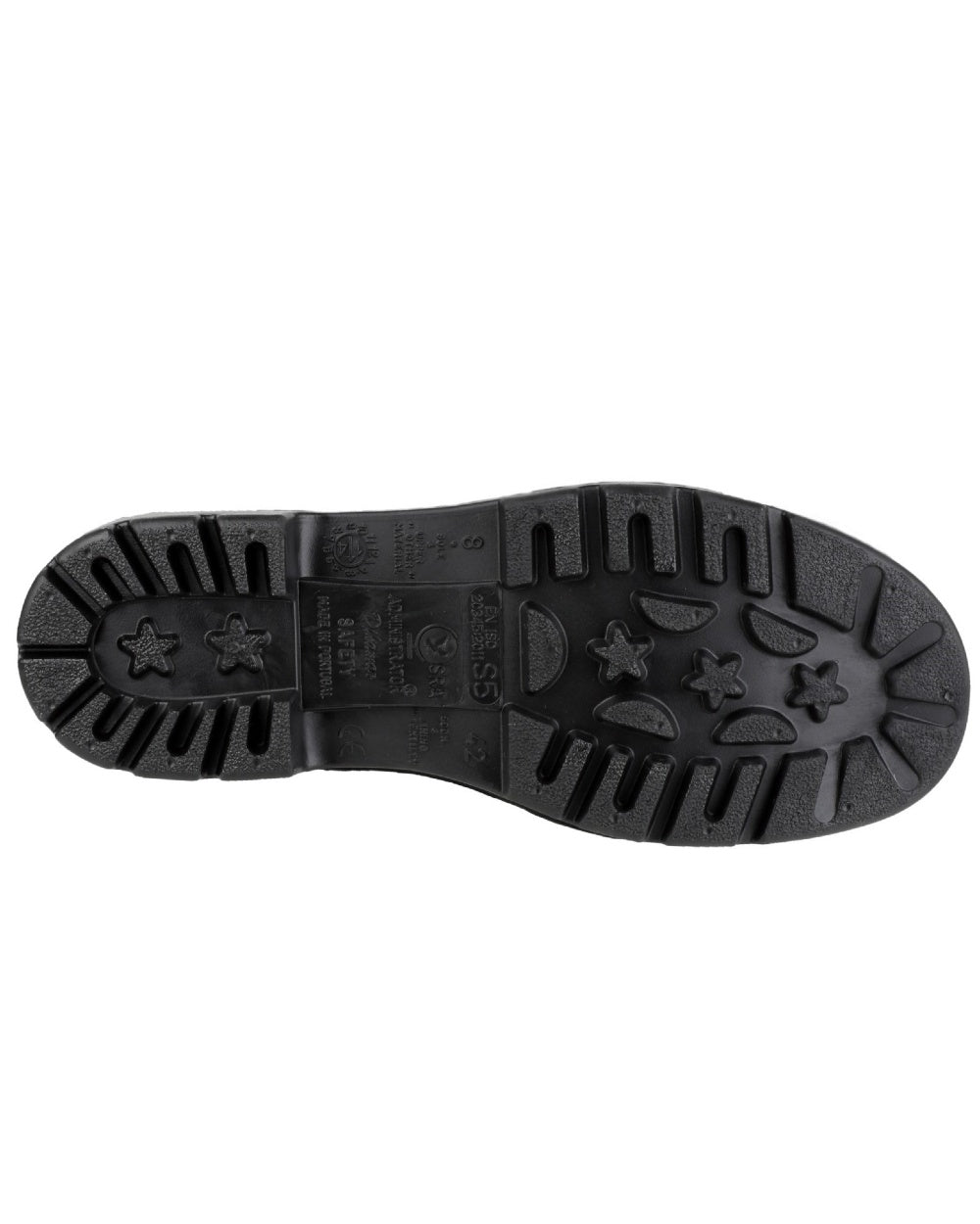 Black Coloured Amblers Safety FS100 Construction Safety Wellington Sole on a white back ground