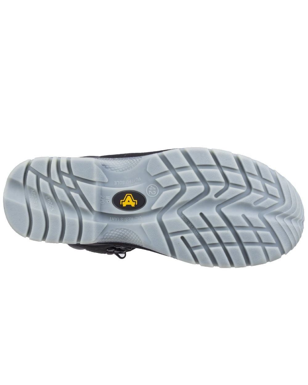 Black Coloured Amblers Safety FS198 Safety Boots Sole on a white background