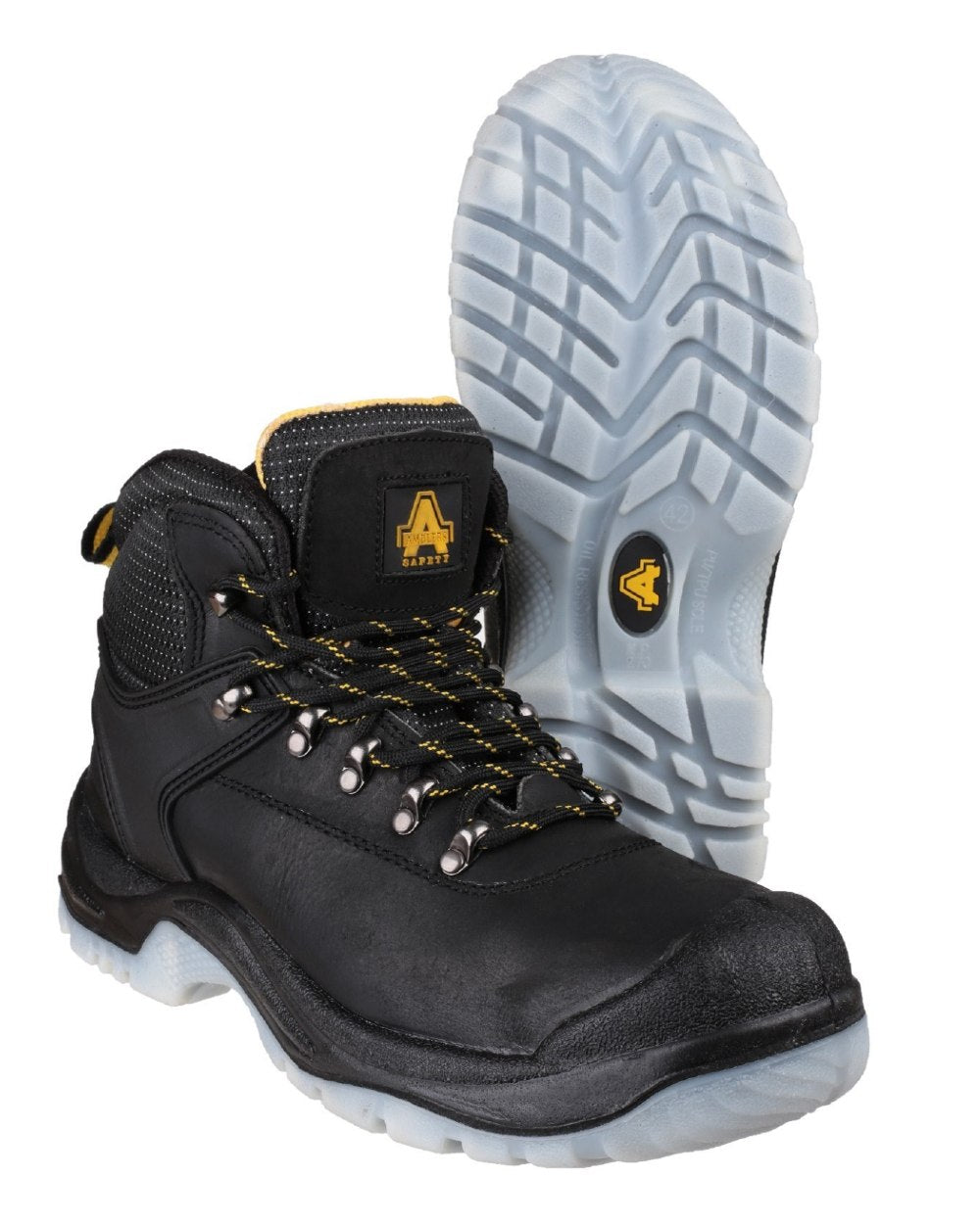 Black Coloured Amblers Safety FS199 Hiker Safety Boots on a white background