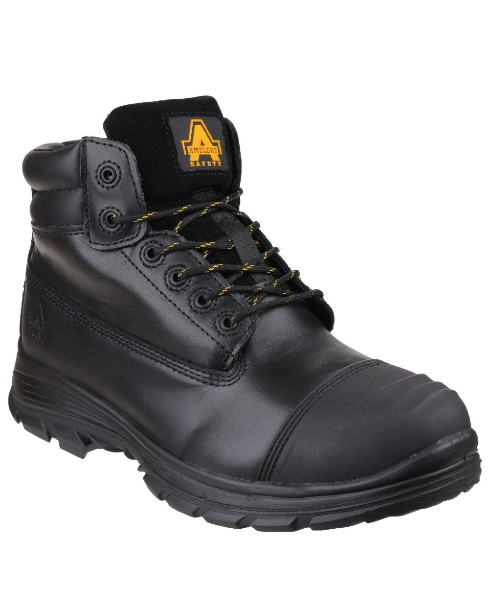 Black Coloured Amblers Safety FS301 Brecon Metatarsal Guard Safety Boot on a white background