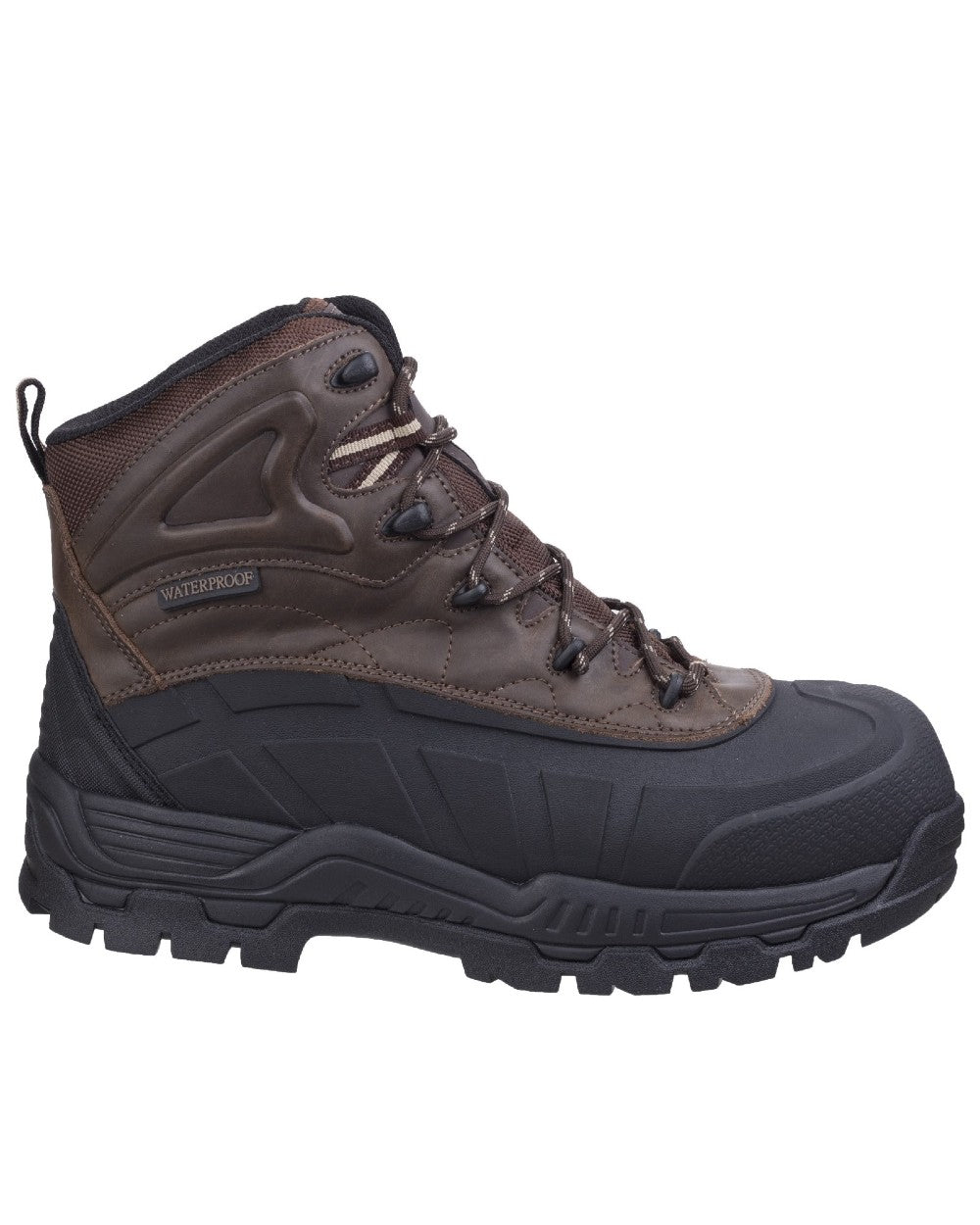 Brown Coloured Amblers Safety FS430 Orca Hybrid Waterproof Non-Metal Safety Boots on a white background