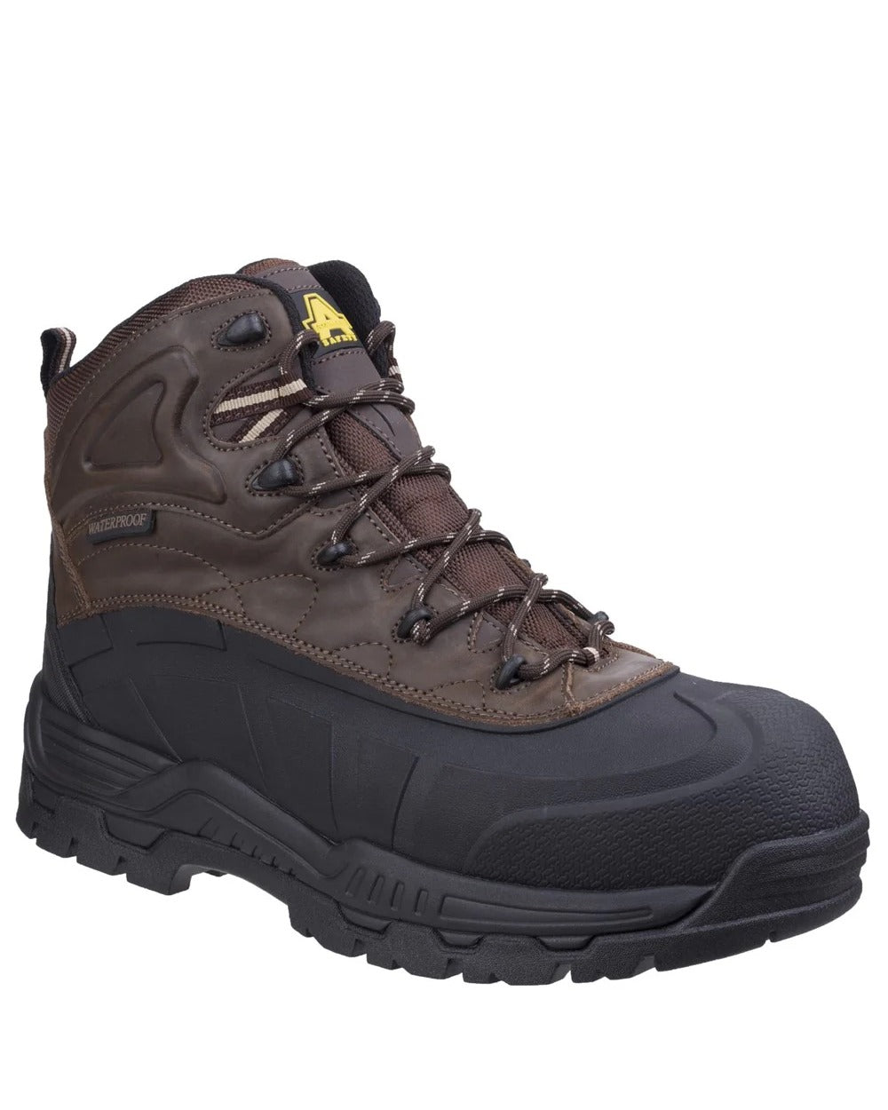 Brown Coloured Amblers Safety FS430 Orca Hybrid Waterproof Non-Metal Safety Boots on a white background