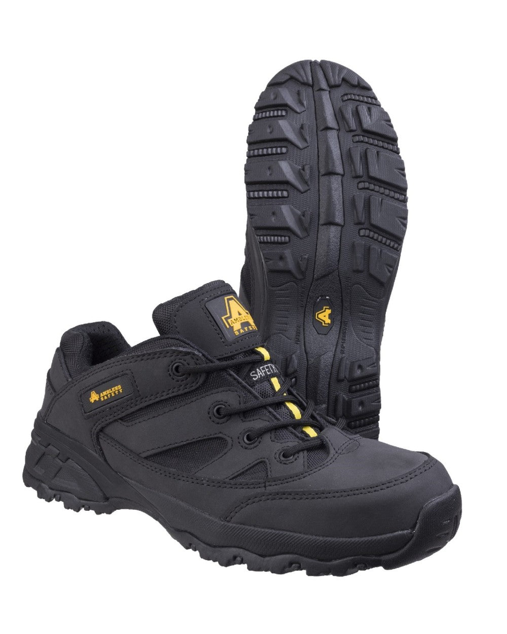 Black Coloured Amblers Safety FS68C Fully Composite Metal Free Safety Trainer on a white background