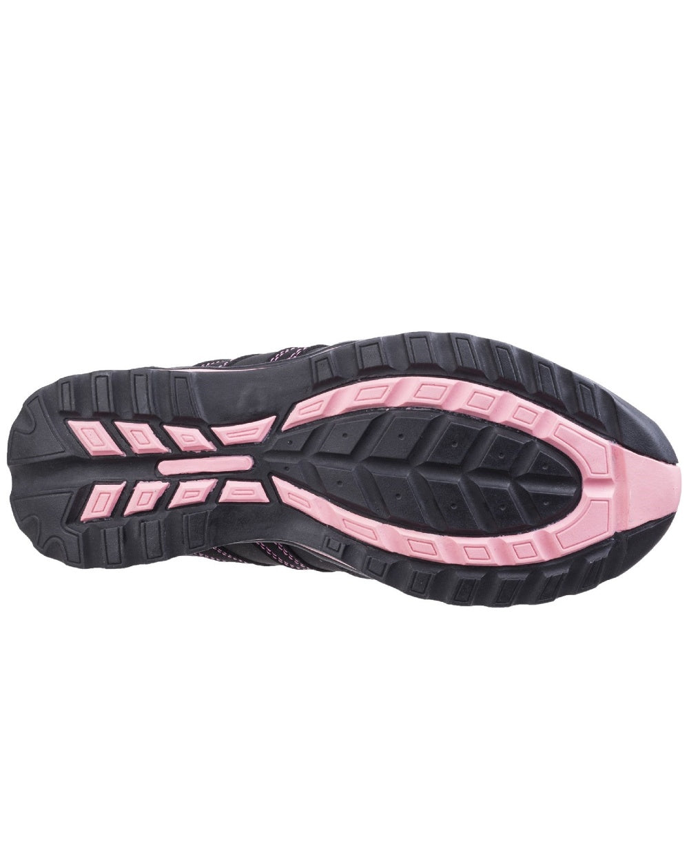 Black Pink Coloured Amblers Safety FS47 Safety Trainer on a white background