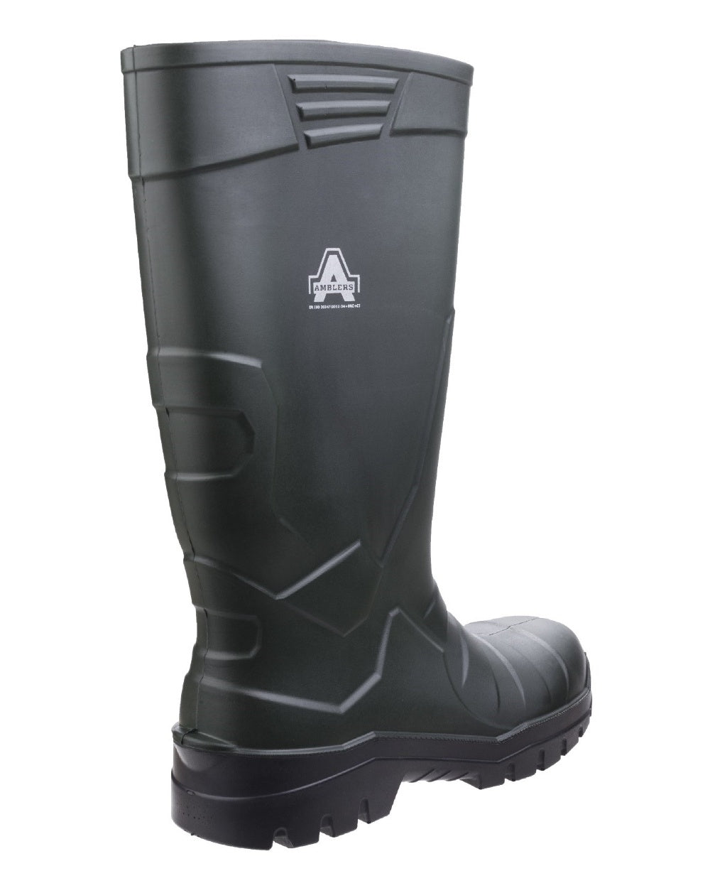 Green Coloured Amblers Teviot Heavy Duty Wellington on a white back ground