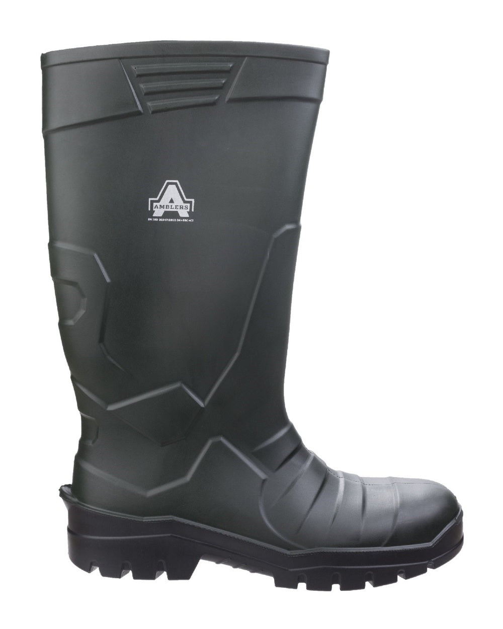 Green Coloured Amblers Teviot Heavy Duty Wellington on a white back ground