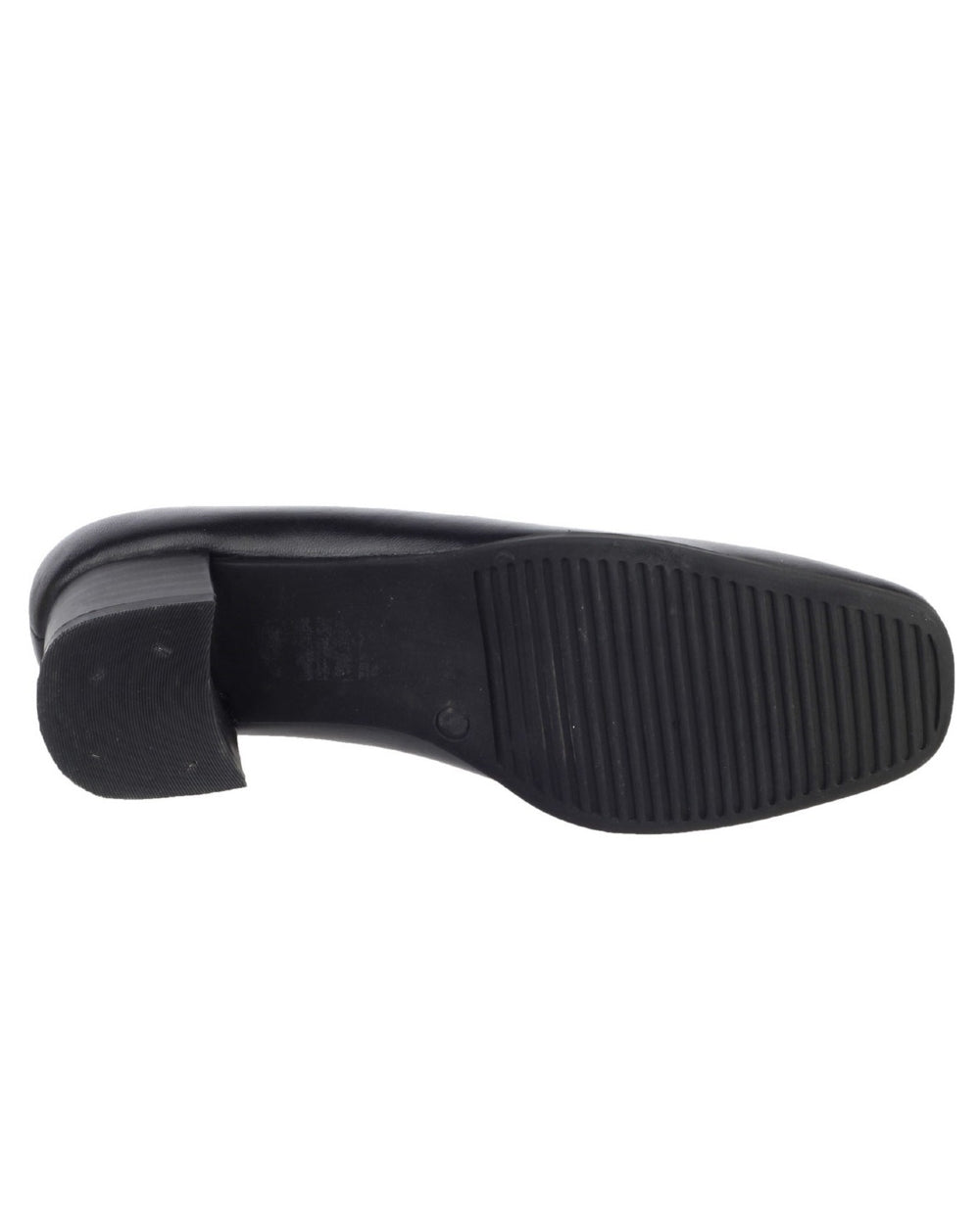 Black Coloured Amblers Womens Walford Leather Court Shoes on a white background