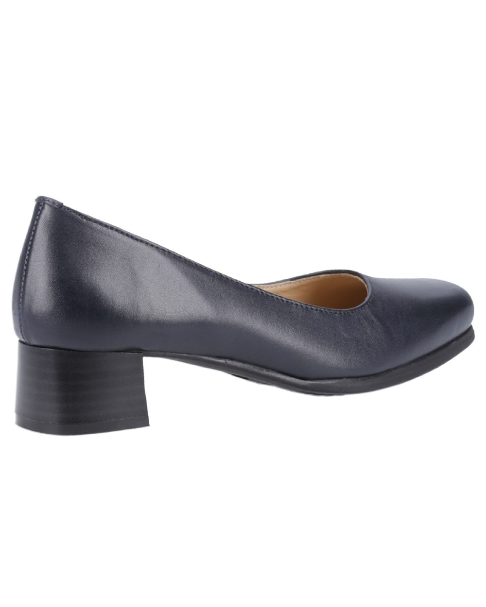 Navy Coloured Amblers Womens Walford Leather Court Shoes on a white background