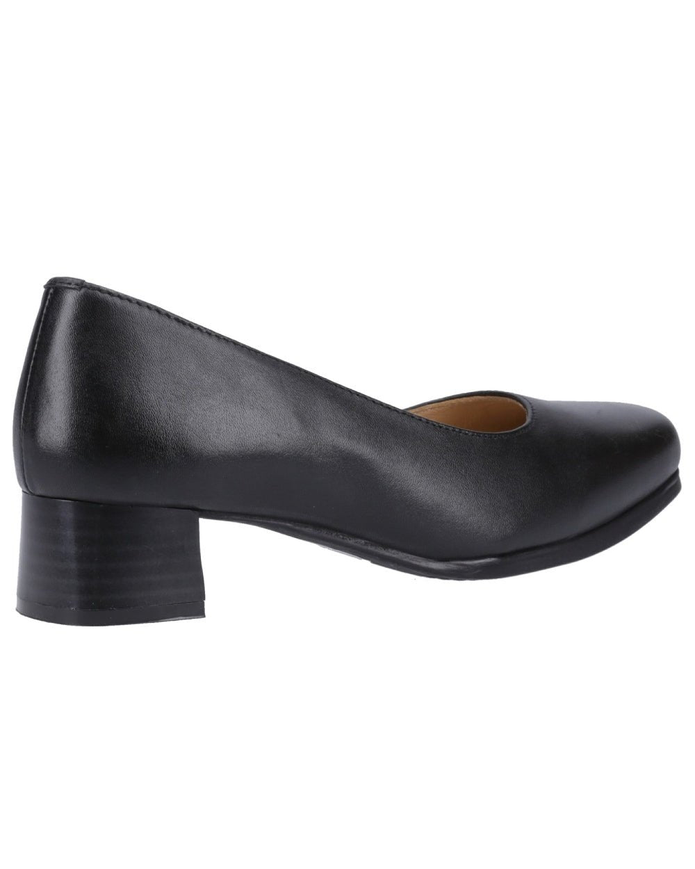 Black Coloured Amblers Walford Womens X Wide Fit Court Shoes on a white background