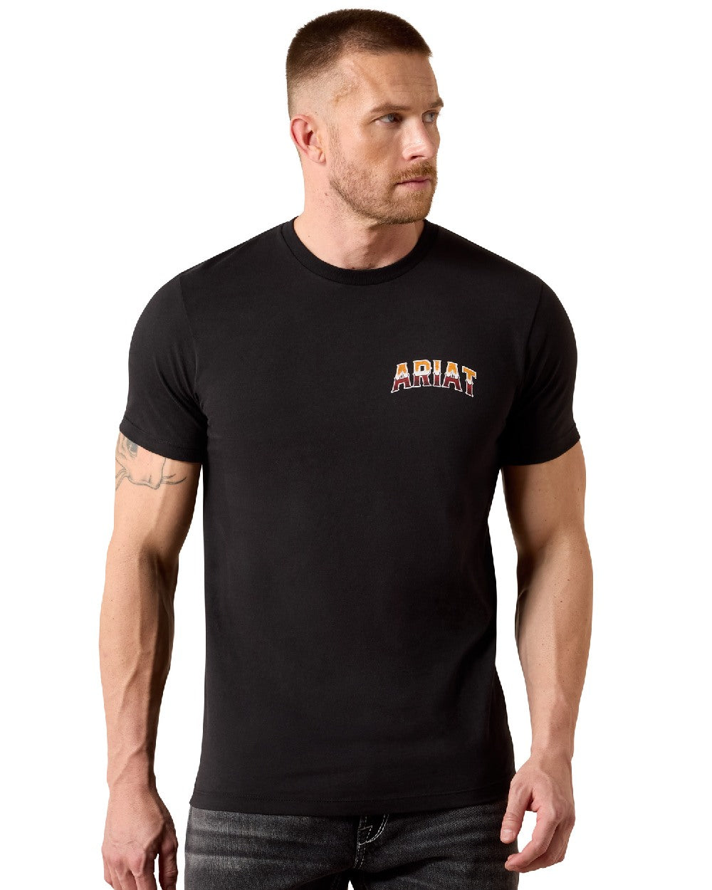 Black coloured Ariat Mens Country Rock T-Shirt on white background