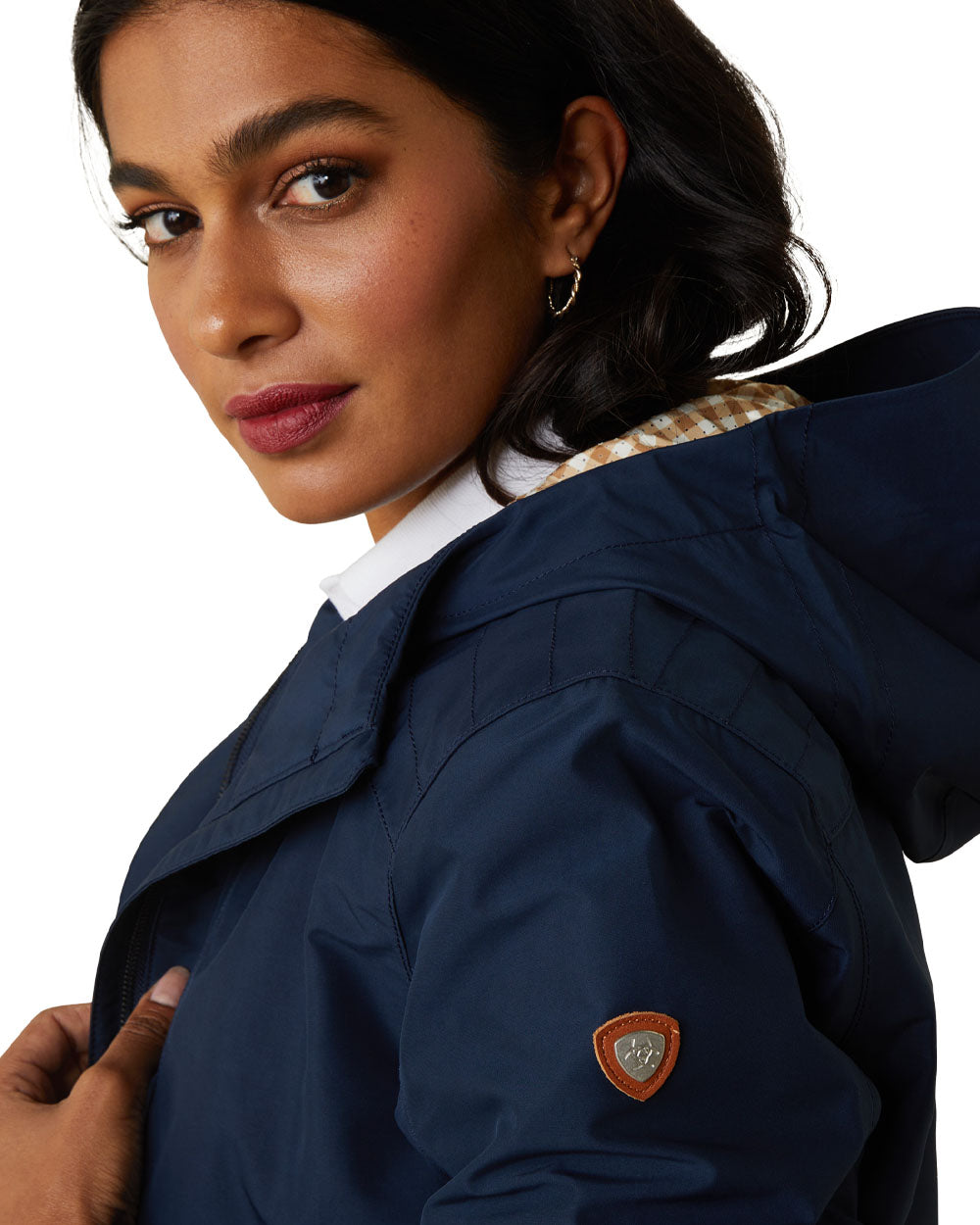 Navy coloured Ariat Womens Atherton Jacket on White background