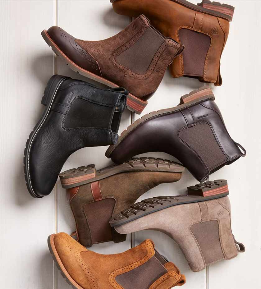 Ariat Leather chelsea Boots black and brown leather and suede.