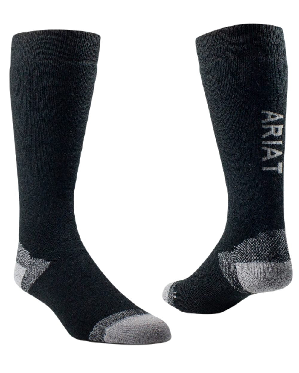 Black Coloured Ariat Country Performance Merino Socks On A White Background