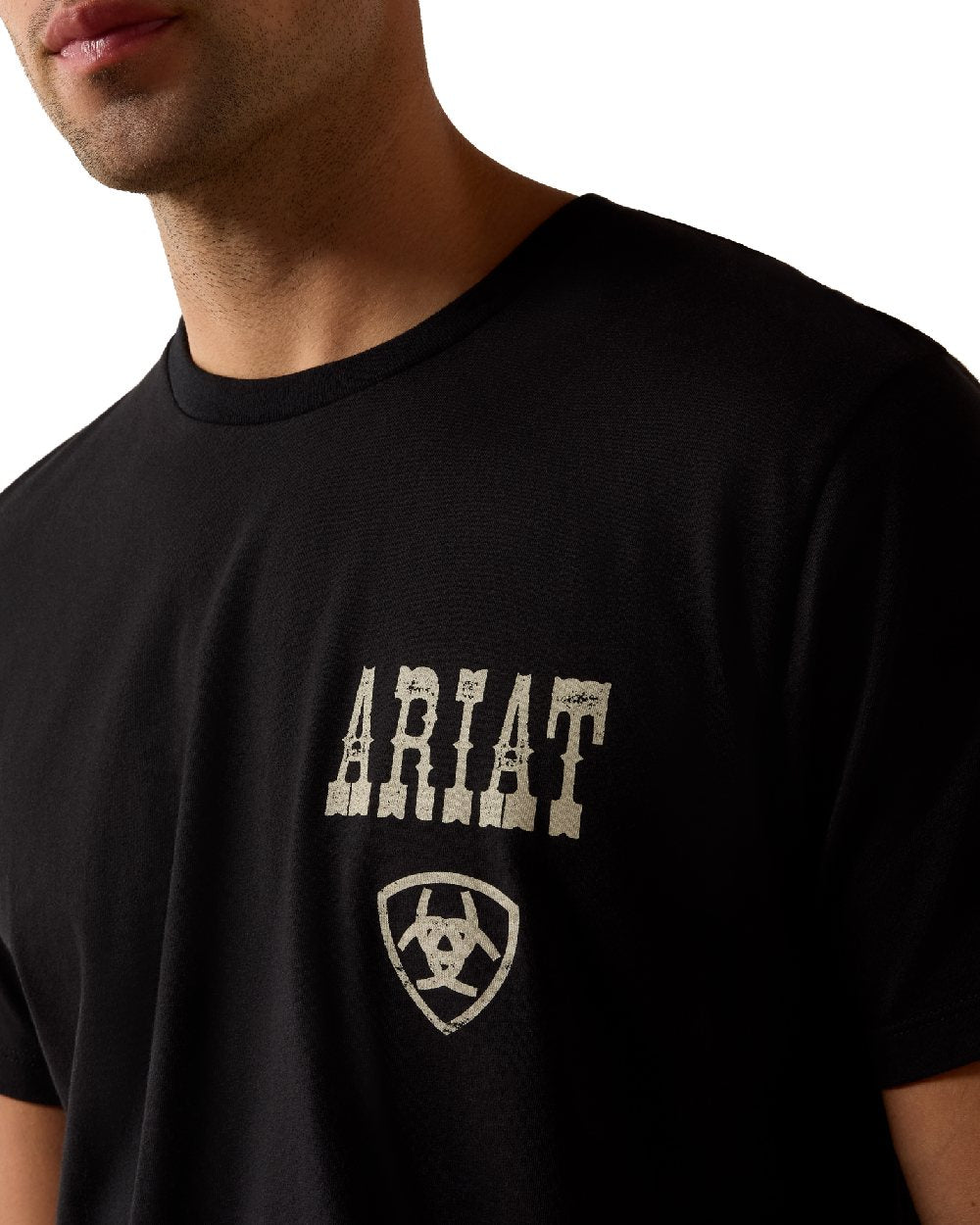 Black coloured Ariat Mens Cowboy Way Up T-Shirt on white background