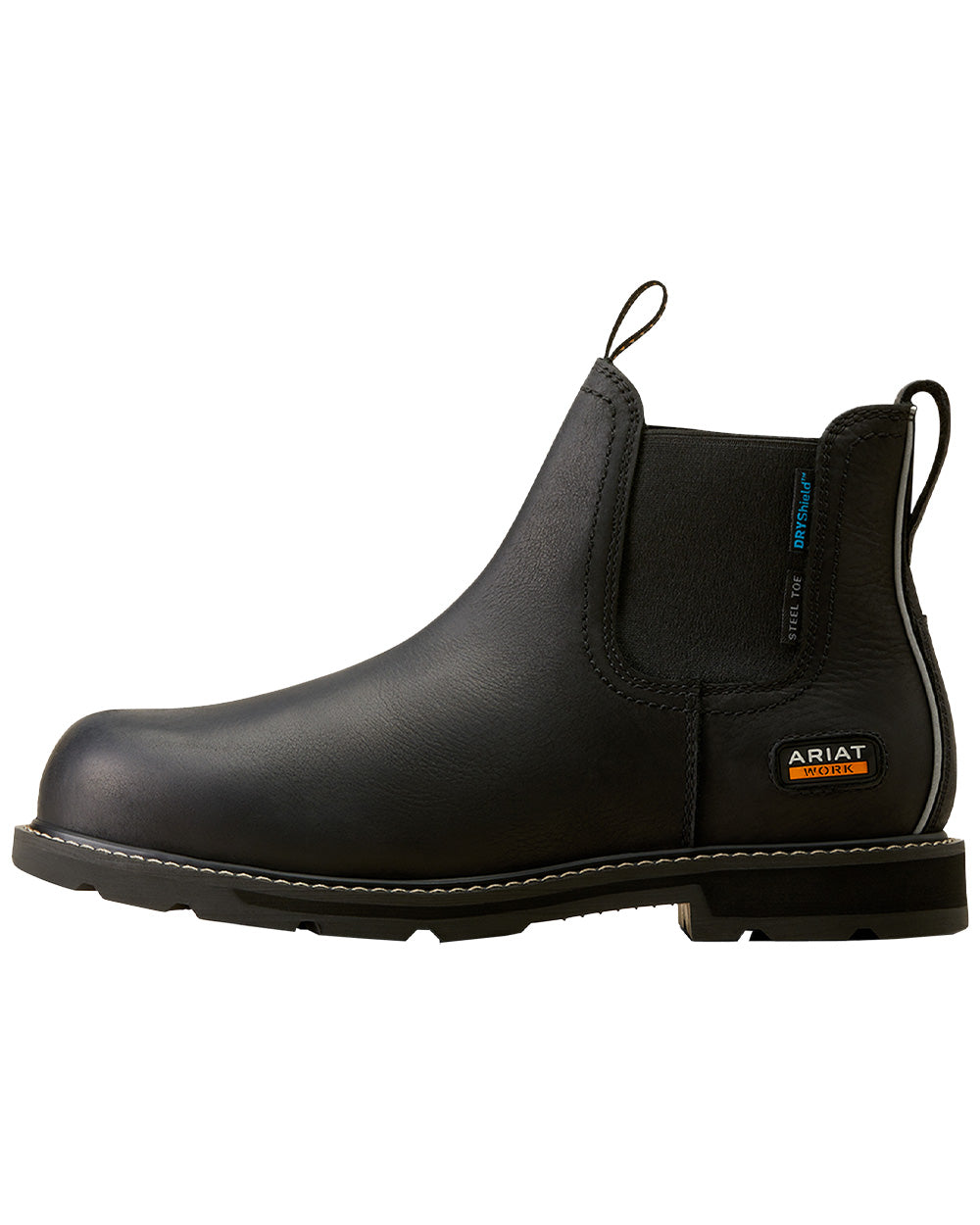 Black coloured Ariat Mens Groundbreaker Safety Steel Toe Work Boots on White background