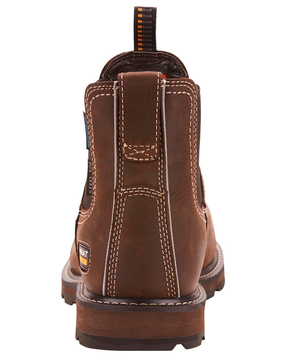 Dark Brown coloured Ariat Mens Groundbreaker Safety Steel Toe Work Boots on White background