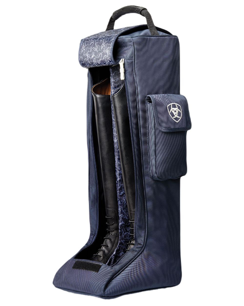 Navy Coloured Ariat Team Tall Boot Bag On A White Background