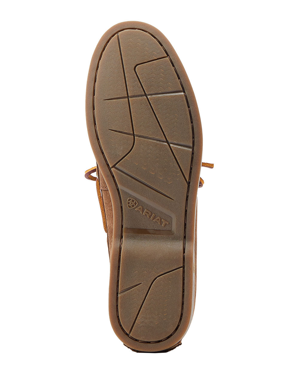 Chocolate Brown coloured Ariat Womens Antigua Boat Shoes Sole on White background