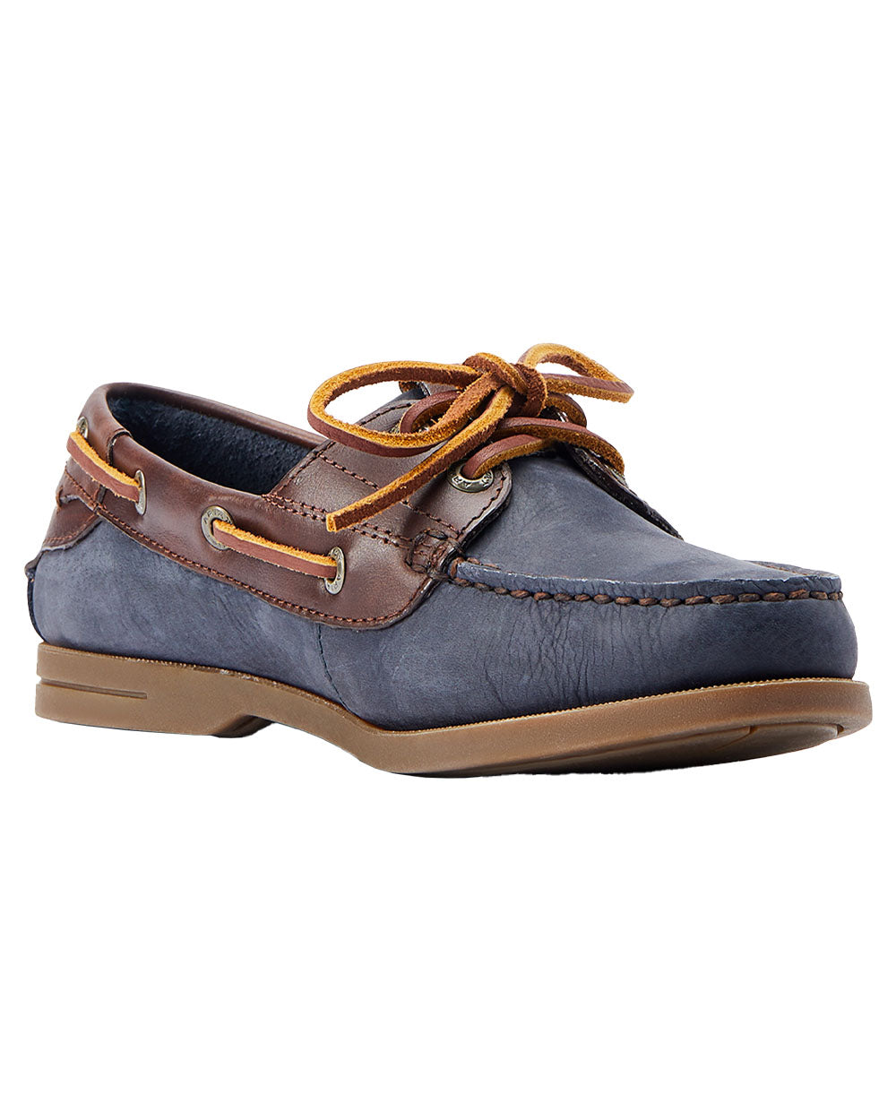 Navy coloured Ariat Womens Antigua Boat Shoes on White background