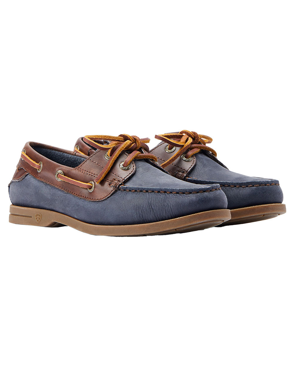 Navy coloured Ariat Womens Antigua Boat Shoes on White background