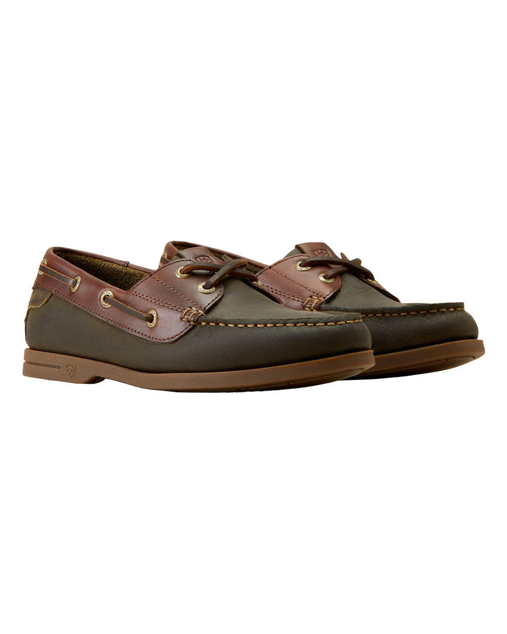 Olive Night coloured Ariat Womens Antigua Boat Shoes on White background