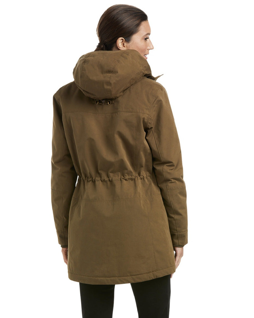 Earth Coloured Ariat Womens Argentium Waterproof Parka On A White Background