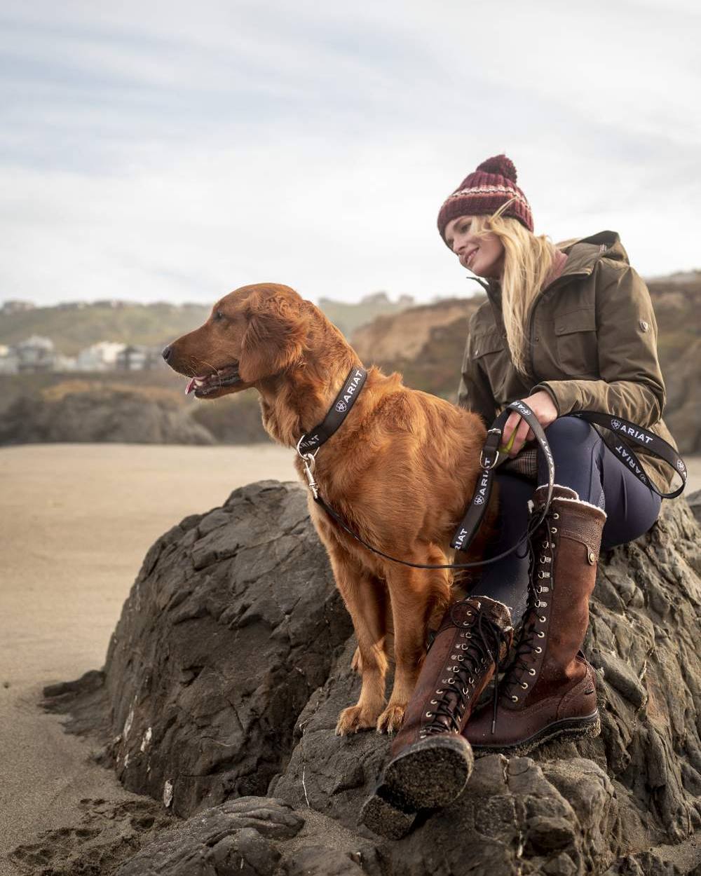Earth Coloured Ariat Womens Argentium Waterproof Parka On A Desert Background