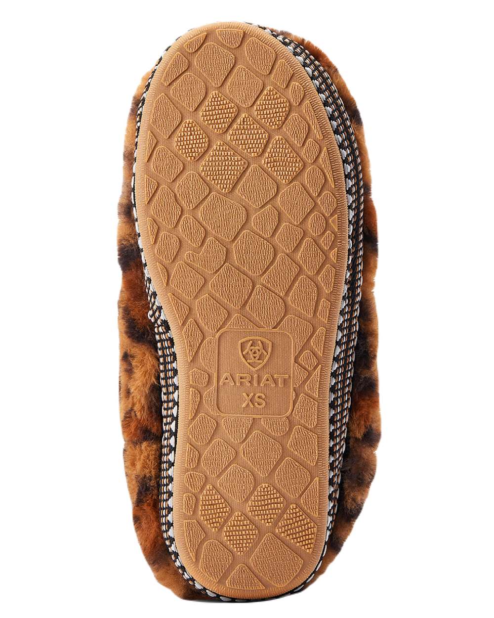 Fuzzy Leopard Print Coloured Ariat Womens Bootie Slipper On A White Background
