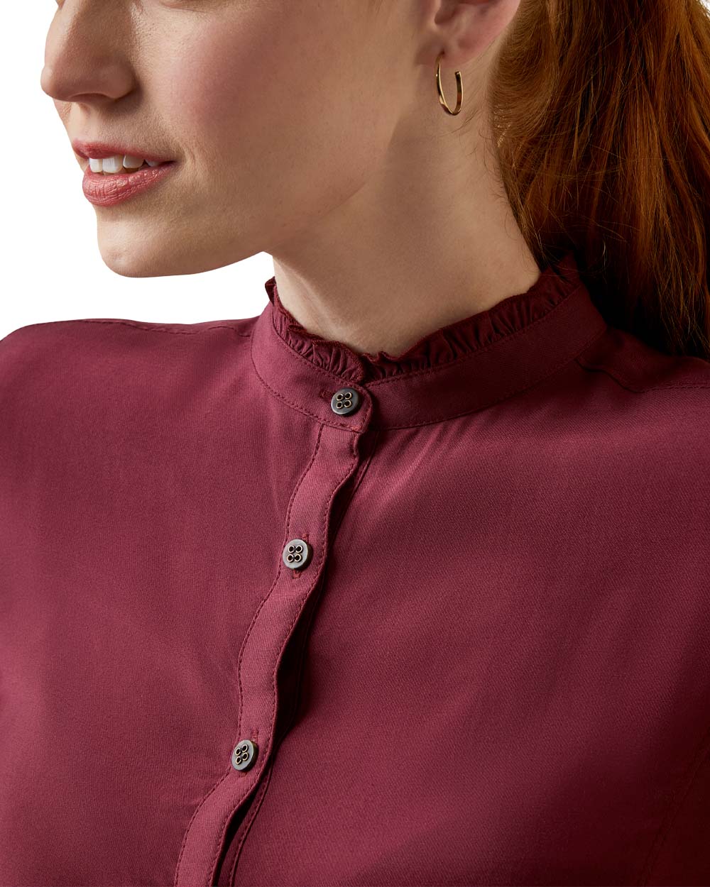 Tawny Port coloured Ariat Womens Clarion Blouse on White background