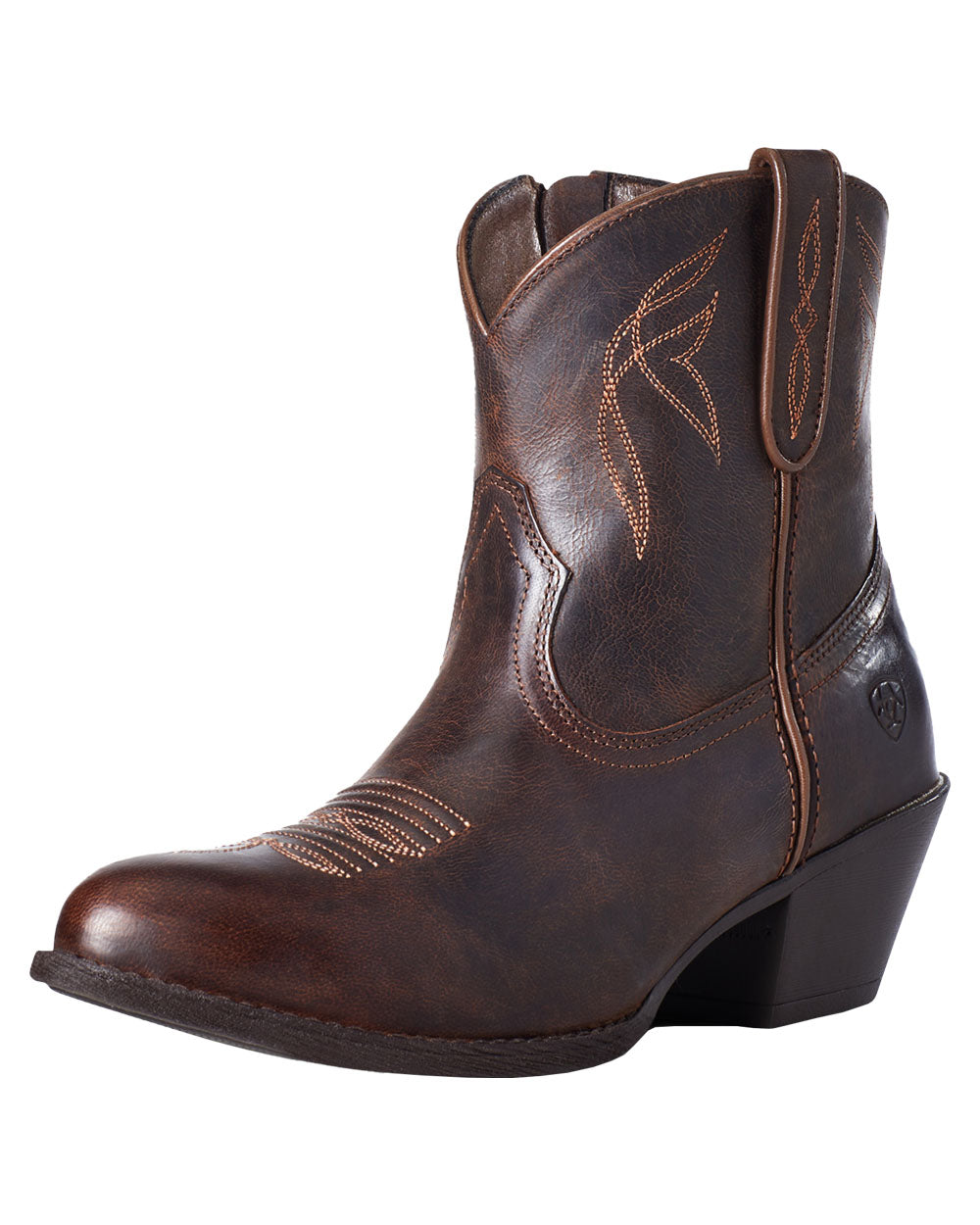 Sassy Brown coloured Ariat Womens Darlin Western Boot on White background