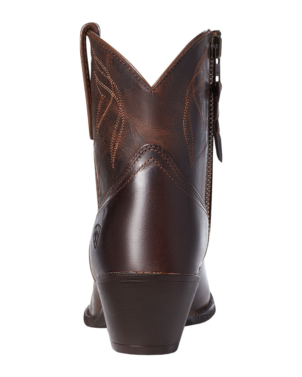 Sassy Brown coloured Ariat Womens Darlin Western Boot on White background