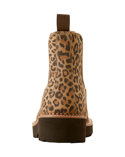 Cheetah/Chocolate coloured Ariat Womens Fatbaby Twin Gore Western Boot on White background 