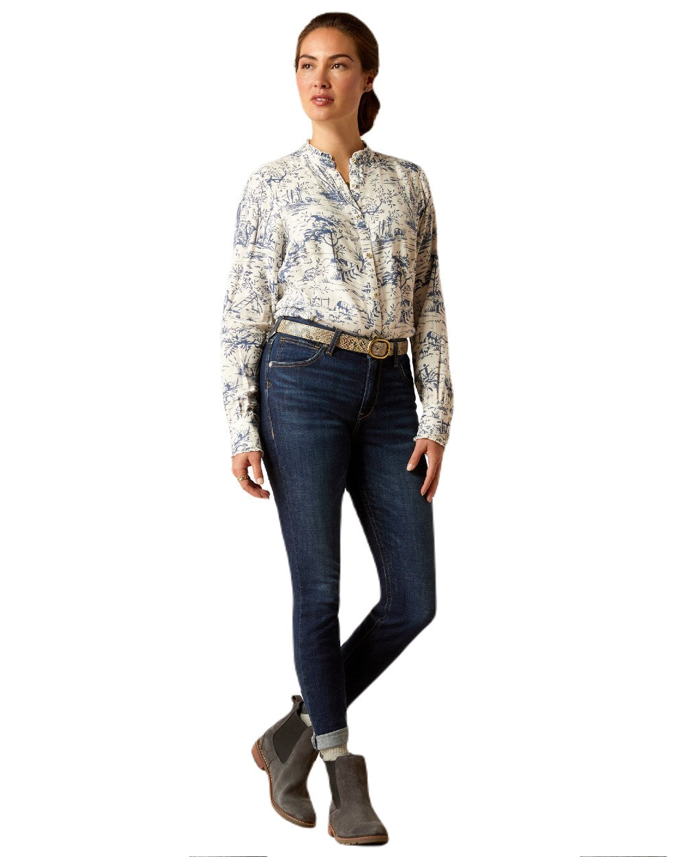 Puerto Rico Coloured Ariat Womens High Rise Bridle Skinny Jeans On A White Background