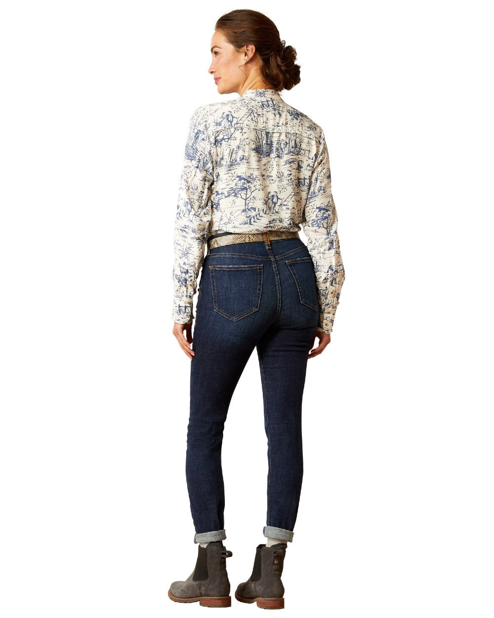 Puerto Rico Coloured Ariat Womens High Rise Bridle Skinny Jeans On A White Background
