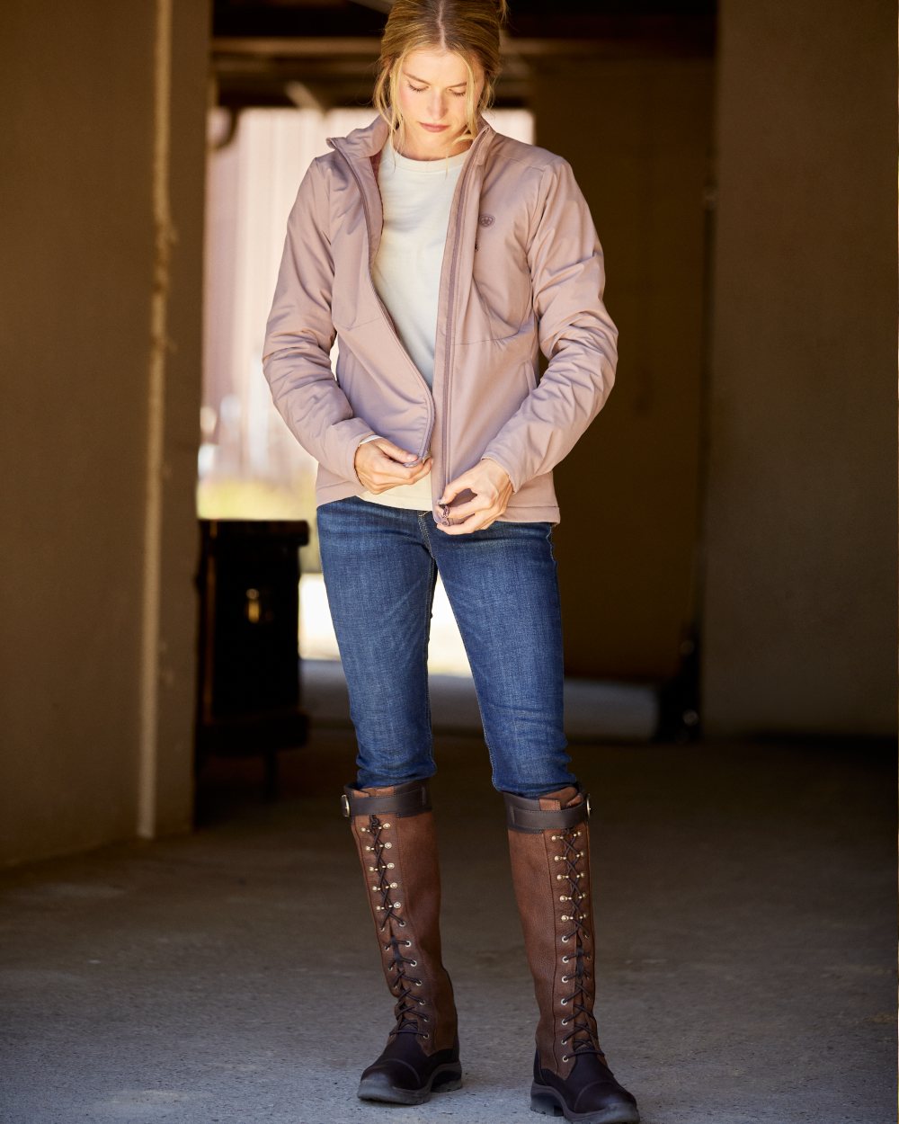 Puerto Rico Coloured Ariat Womens High Rise Bridle Skinny Jeans On A Shelter Background