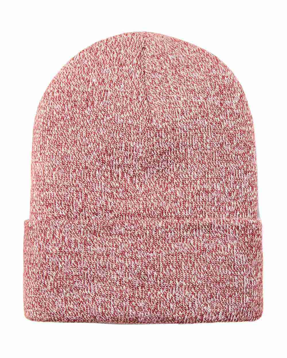 Burgundy Coloured Ariat Womens Rebar Beanie On A White Background