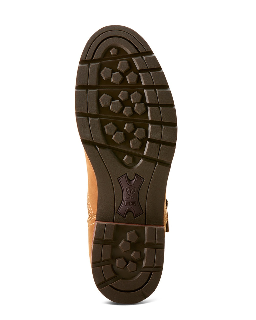 Carmel Tan coloured Ariat Womens Savannah Sherpa Waterproof Boot Sole on white background