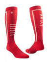 Red Bud/Party Punch Coloured AriatTEK Slimline Performance Socks On A White Background #colour_red-bud-party-punch