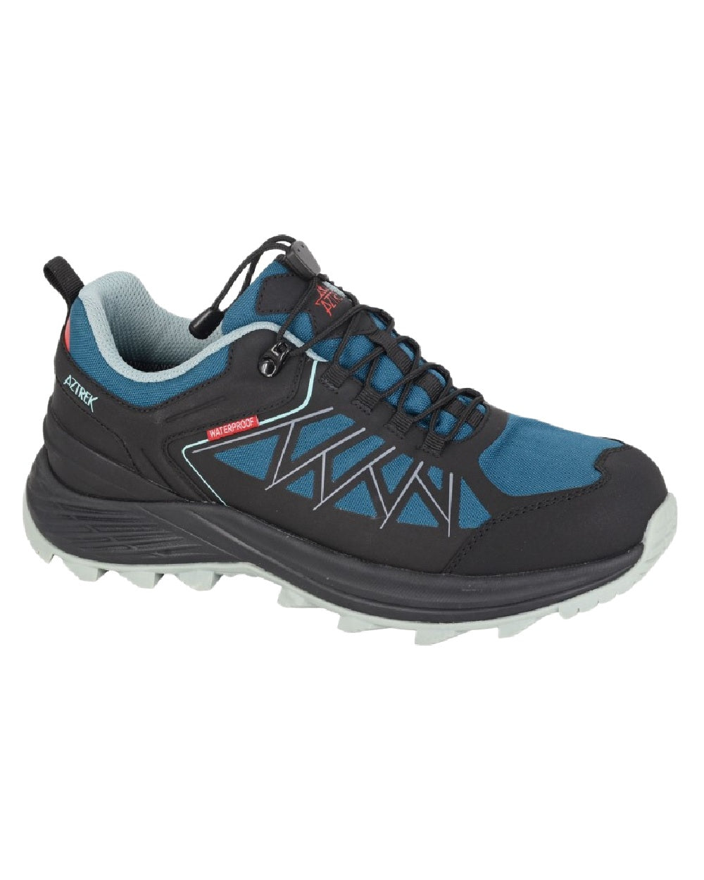 Black Blue Coloured Aztrek Mens Pembroke Waterproof Trail Shoes on White Background