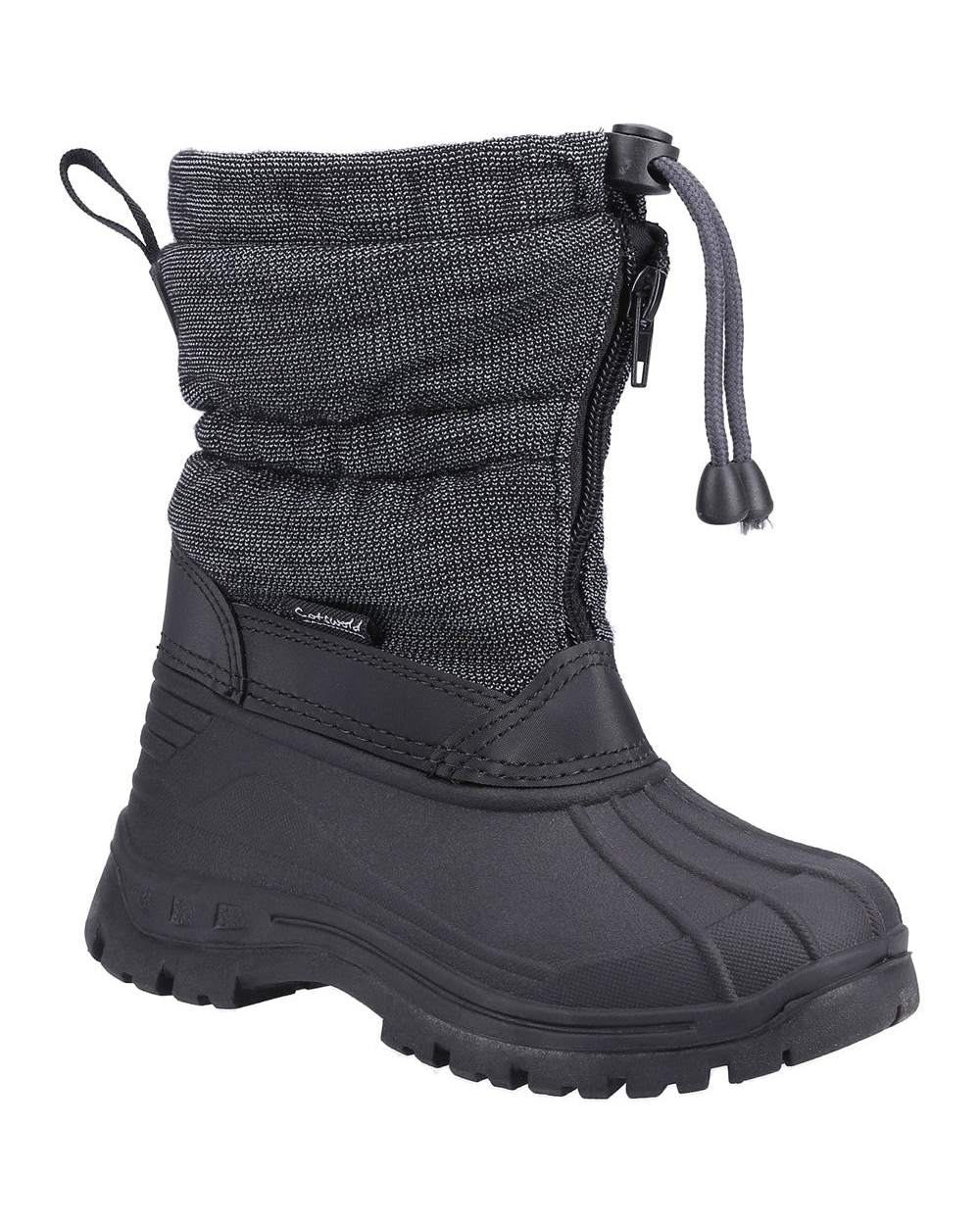 Black coloured Cotswold Bathford Snow Boots on white background