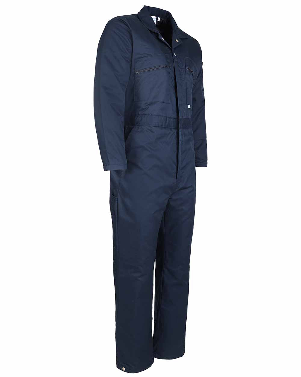 Navy Coloured Fort Quilted Padded Boilersuit On A White Background