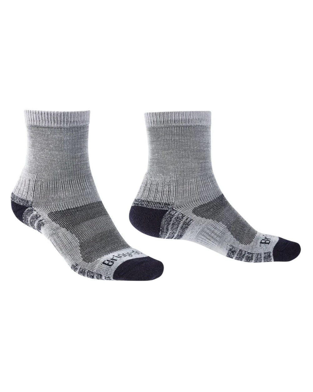 Silver/Navy Coloured Bridgedale Mens Lightweight Merino Performance 3/4 Crew Socks On A White Background