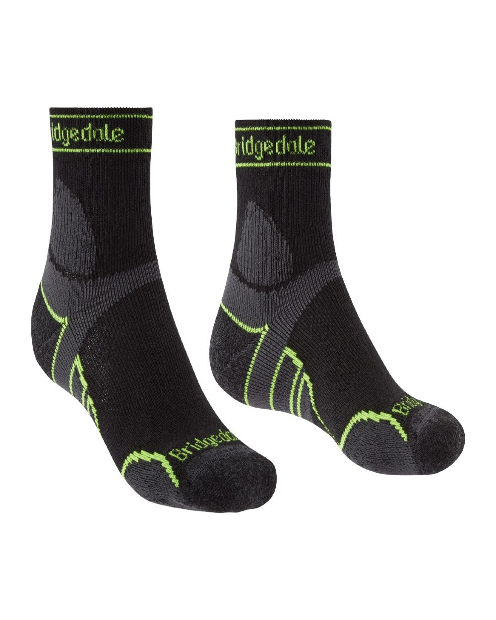 Black Coloured Bridgedale Lightweight T2 Merino Sport 3/4 Crew Socks On A White Background