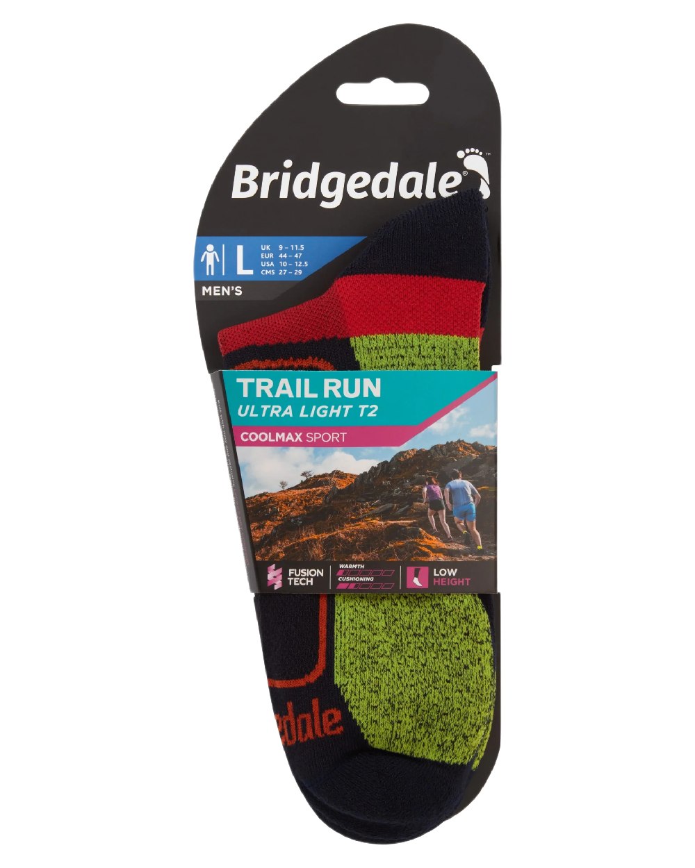 Navy Coloured Bridgedale Mens Ultra Light T2 Coolmax Sport Low on White Background