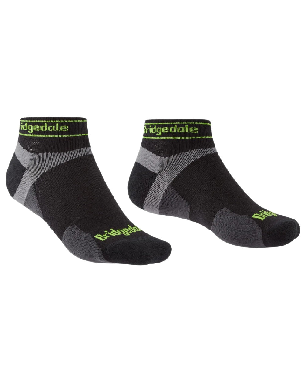 Black Coloured Bridgedale Mens Ultra Light T2 Merino Sport Low on White Background