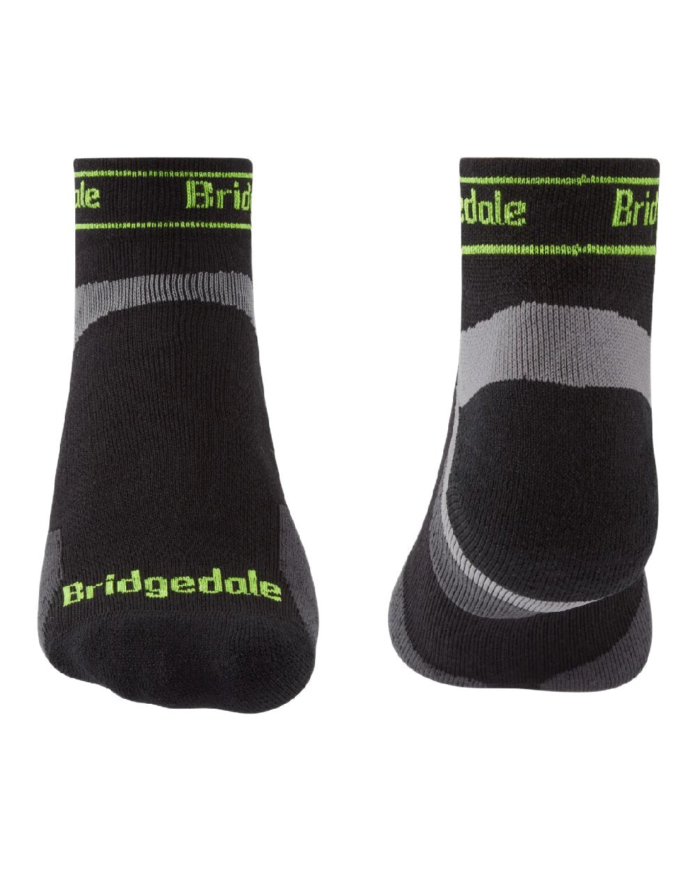 Black Coloured Bridgedale Mens Ultra Light T2 Merino Sport Low on White Background