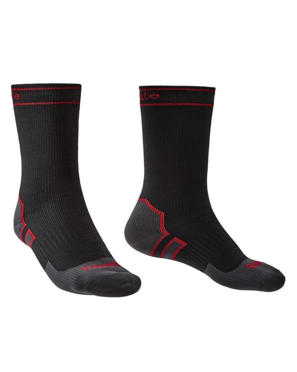 Black Coloured Bridgedale StormSock Heavyweight Boot Socks on White Background
