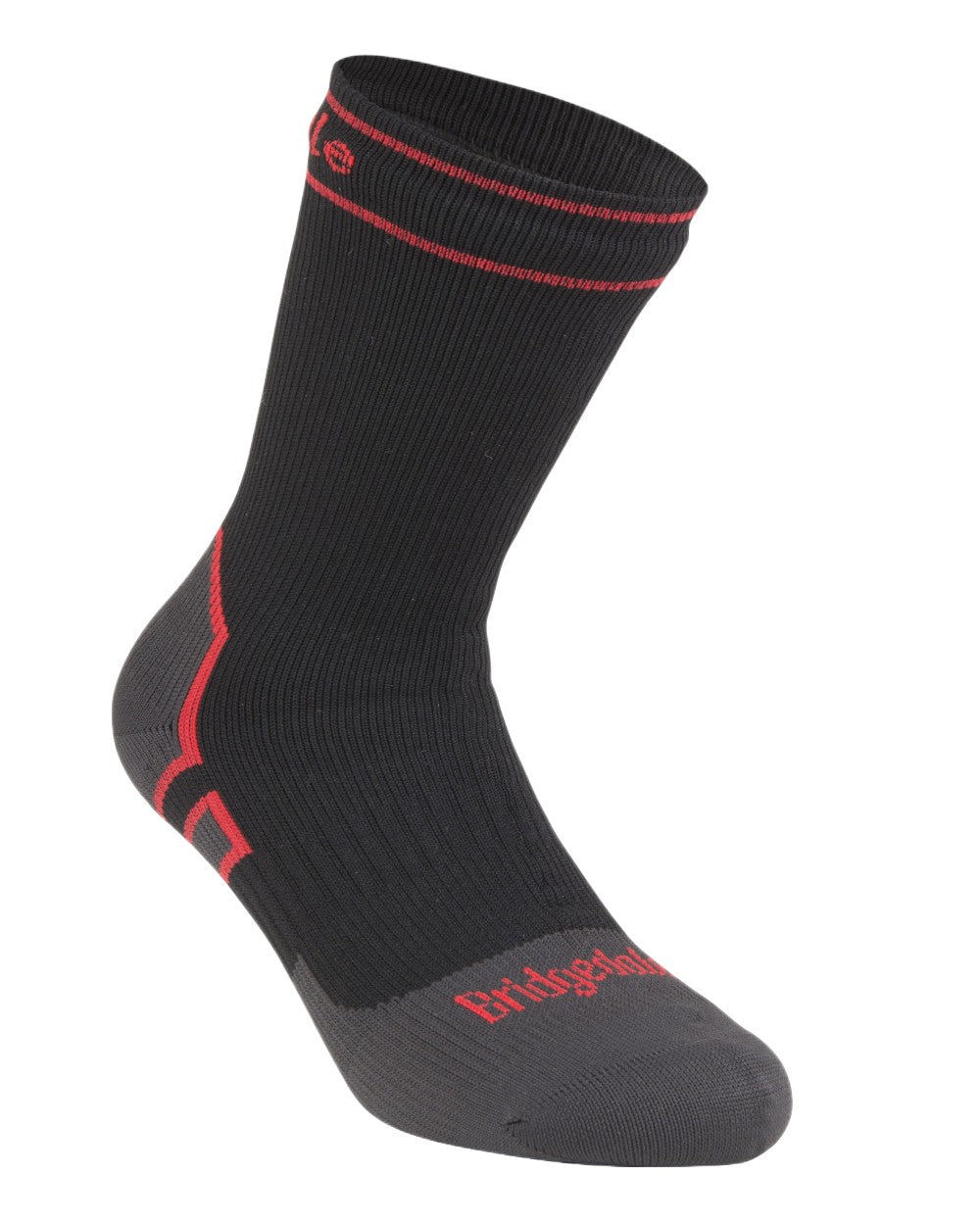 Black Coloured Bridgedale StormSock Heavyweight Boot Socks on White Background