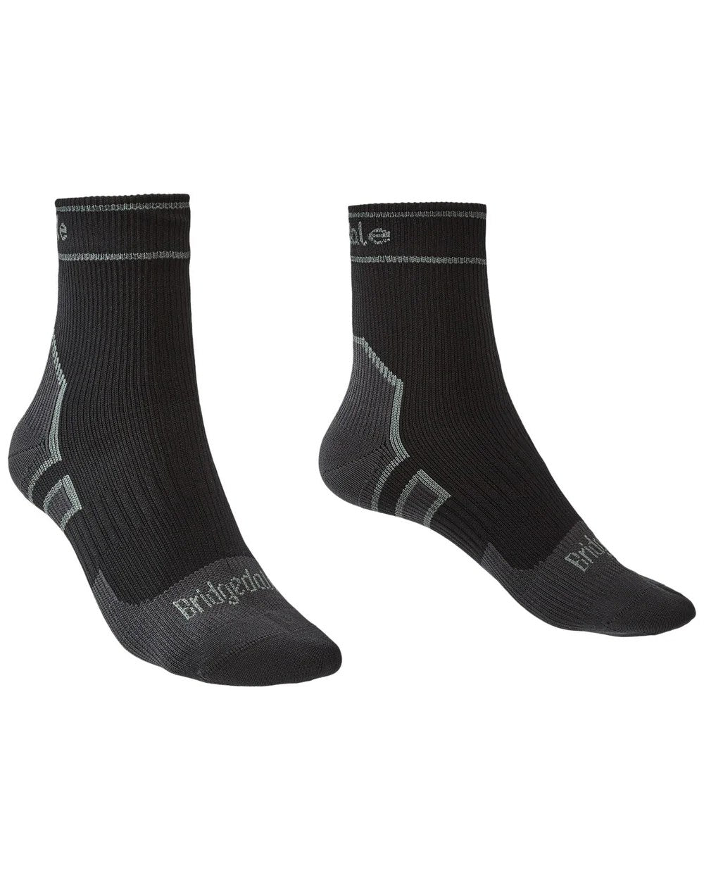 Black Coloured Bridgedale StormSock Lightweight Ankle Socks On A White Background 