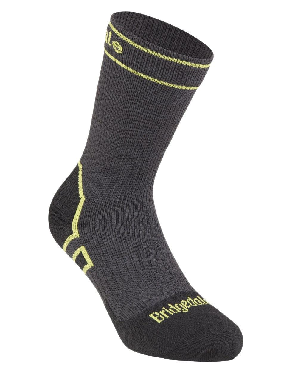 Dark Grey Coloured Bridgedale StormSock Lightweight Boot Socks on White Background